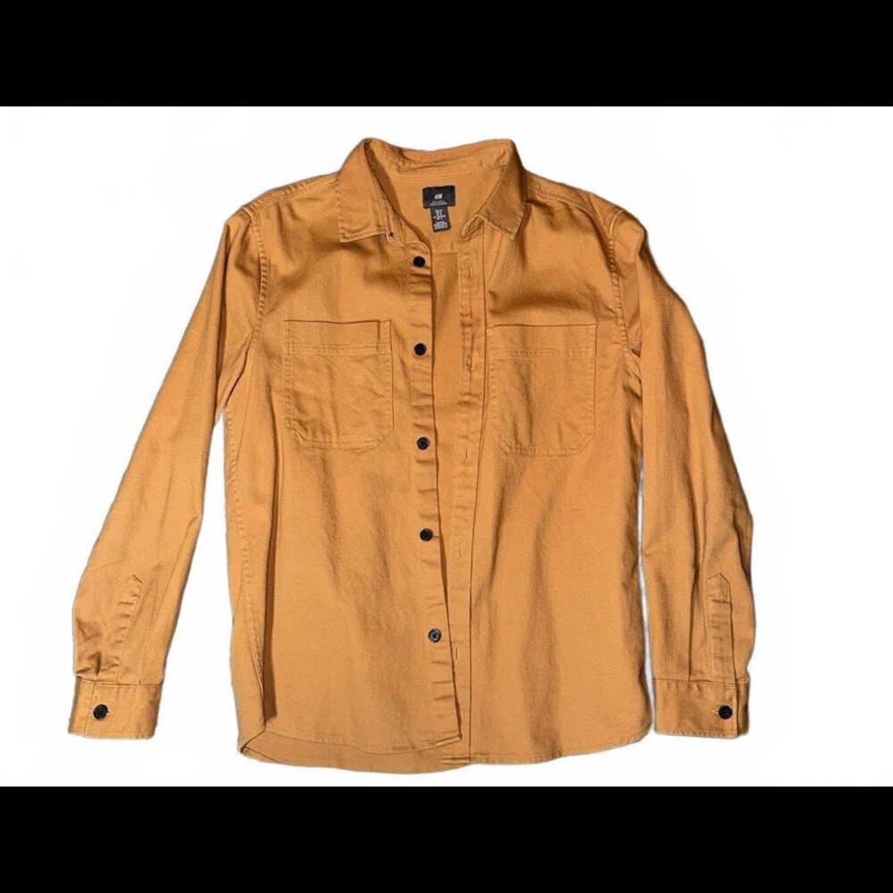 H&M Men's Casual Button-Up Shirt - Mustard Yellow